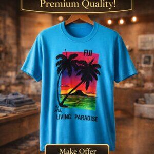Vintage 1980's Acme Fiji The Living Paradise Blue Short Sleeve T-shirt Men's Med